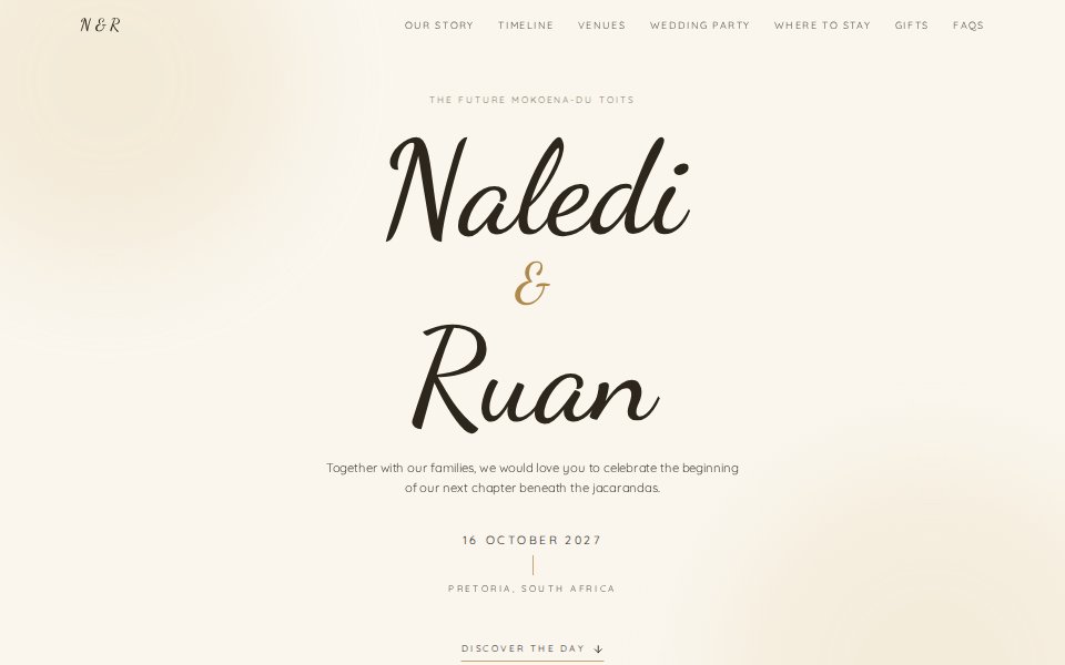 A wedding website on a laptop